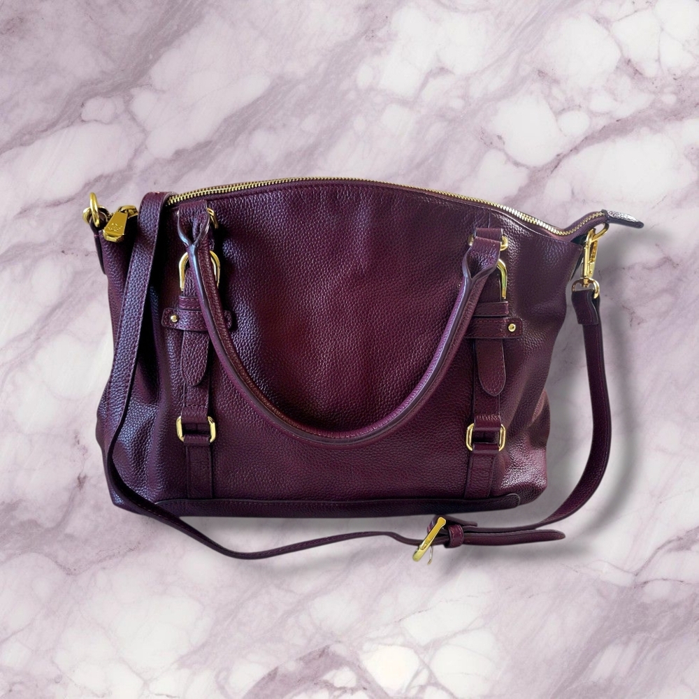 Ora Delphine | NWT Burgundy Leather Convertible Crossbody Satchel